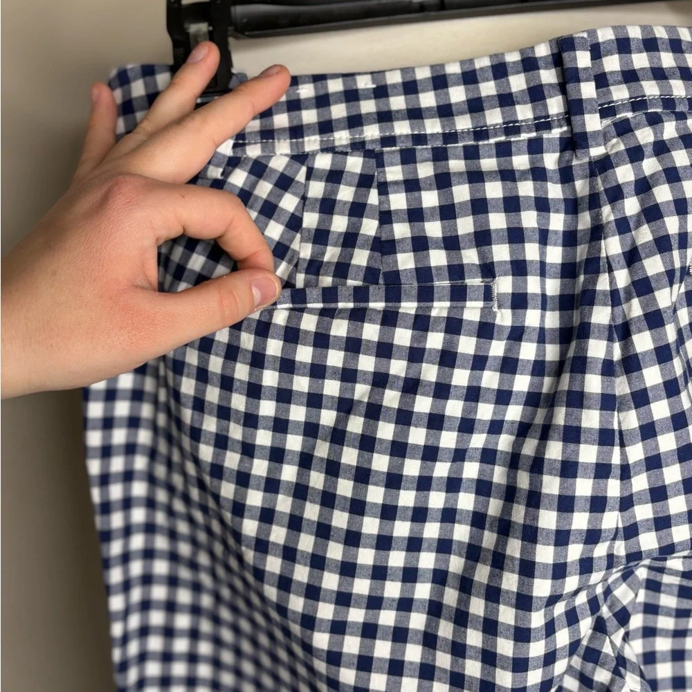 Talbots Women's Navy and White Gingham Cropped Pants - Picture 6 of 9